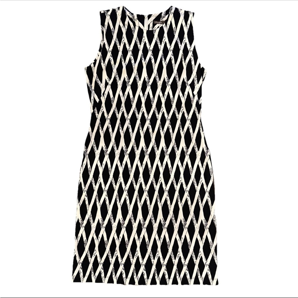 J. MCLAUGHLIN Womens Large Sleeveless Round Neck Sheath Dress Lattice Print